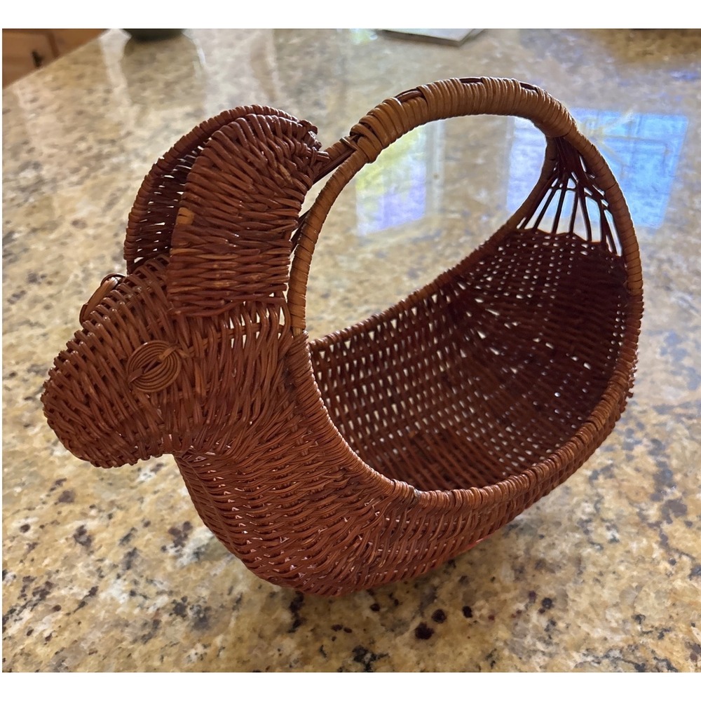 Wicker Rabbit‎ Basket woven wood planter Easter